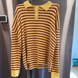 Striped Butter Yellow and Red Polo Longsleeeve